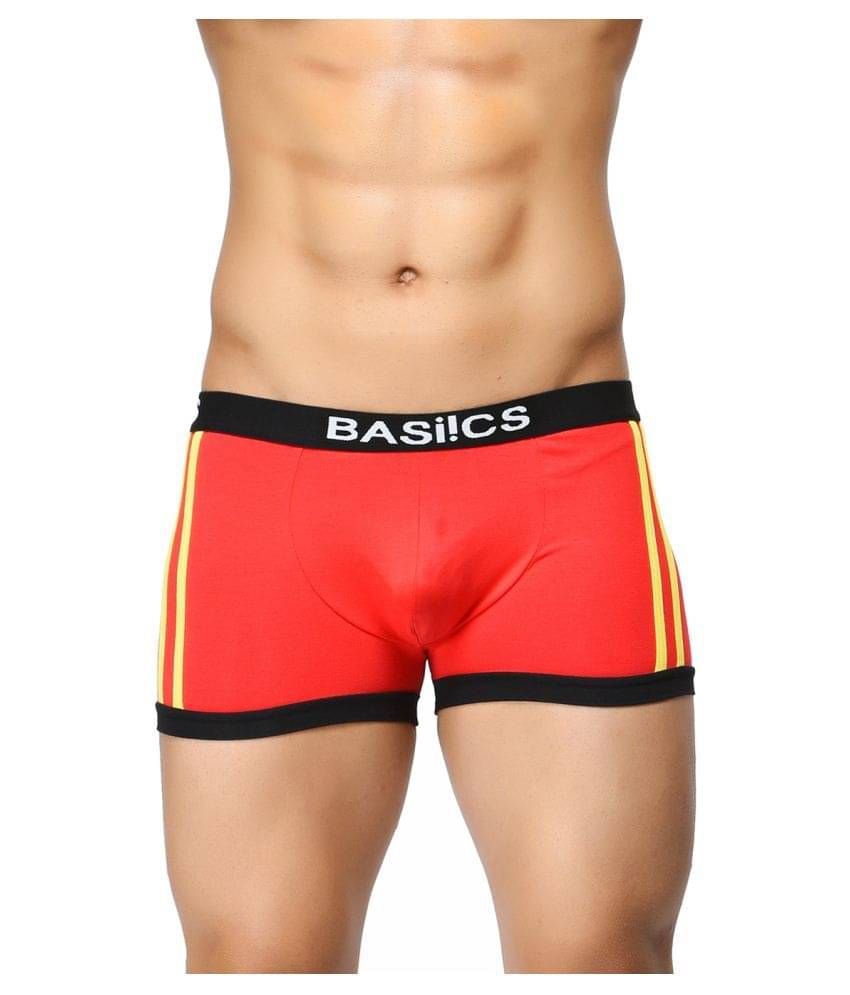 BASIICS By La Intimo Pack of 1 Cotton Blend Trunks For Men's ( Red ) BASIICS By La Intimo Pack of 1 Cotton Blend Trunks For Men's ( Red )