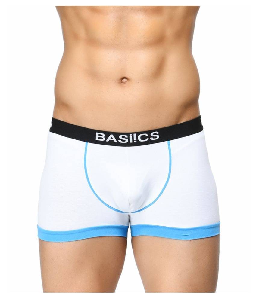 BASIICS By La Intimo Pack of 1 Cotton Blend Trunks For Men's ( White ) BASIICS By La Intimo Pack of 1 Cotton Blend Trunks For Men's ( White )