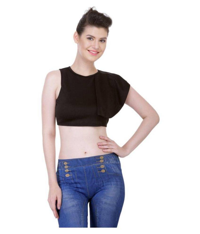     			N-Gal Women's Polyester Crop Top ( Black )