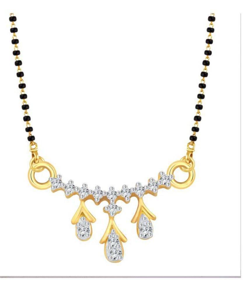 Vighnaharta Delicate Three Drop Gold and Rhodium Plated Mangalsutra Vighnaharta Delicate Three Drop Gold and Rhodium Plated Mangalsutra