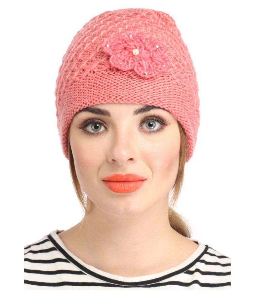     			Tahiro Pink Woolen Cap For Women