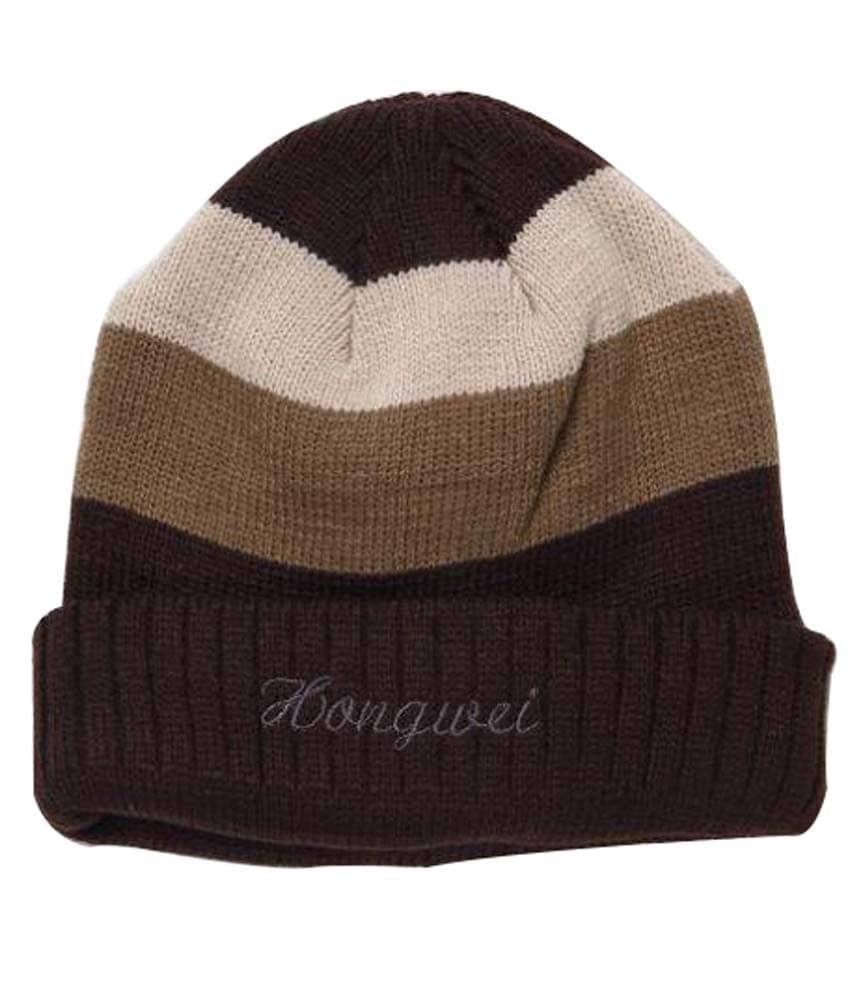     			Bizarro Brown Striped Wool Caps