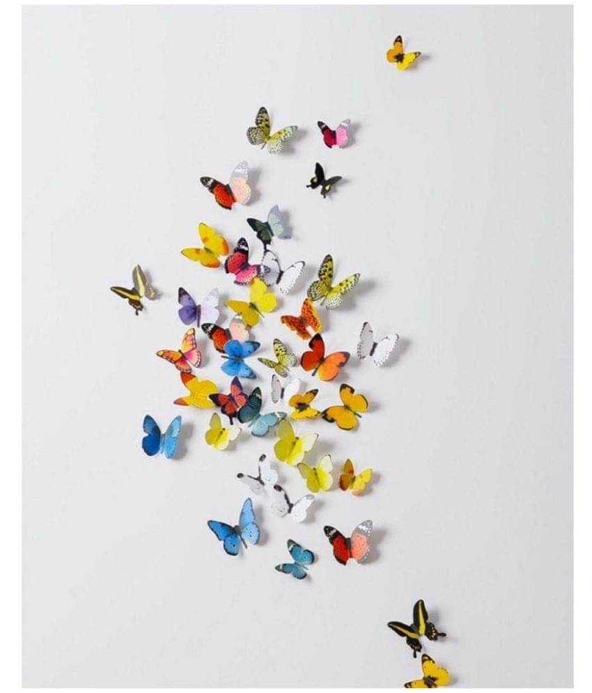 Jaamso Royals Butterfly Design PVC Multicolour Wall Sticker - Pack of 1 Jaamso Royals Butterfly Design PVC Multicolour Wall Sticker - Pack of 1