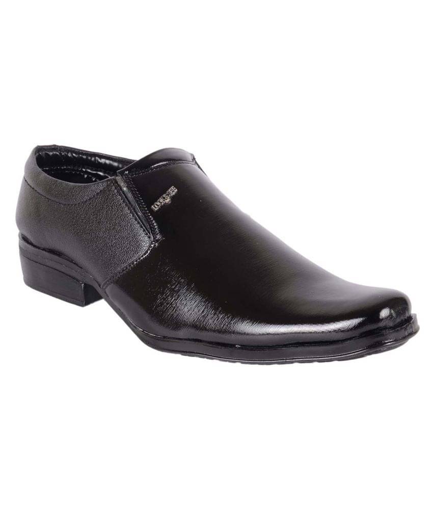     			RYKO Black Slip On Artificial Leather Formal Shoes