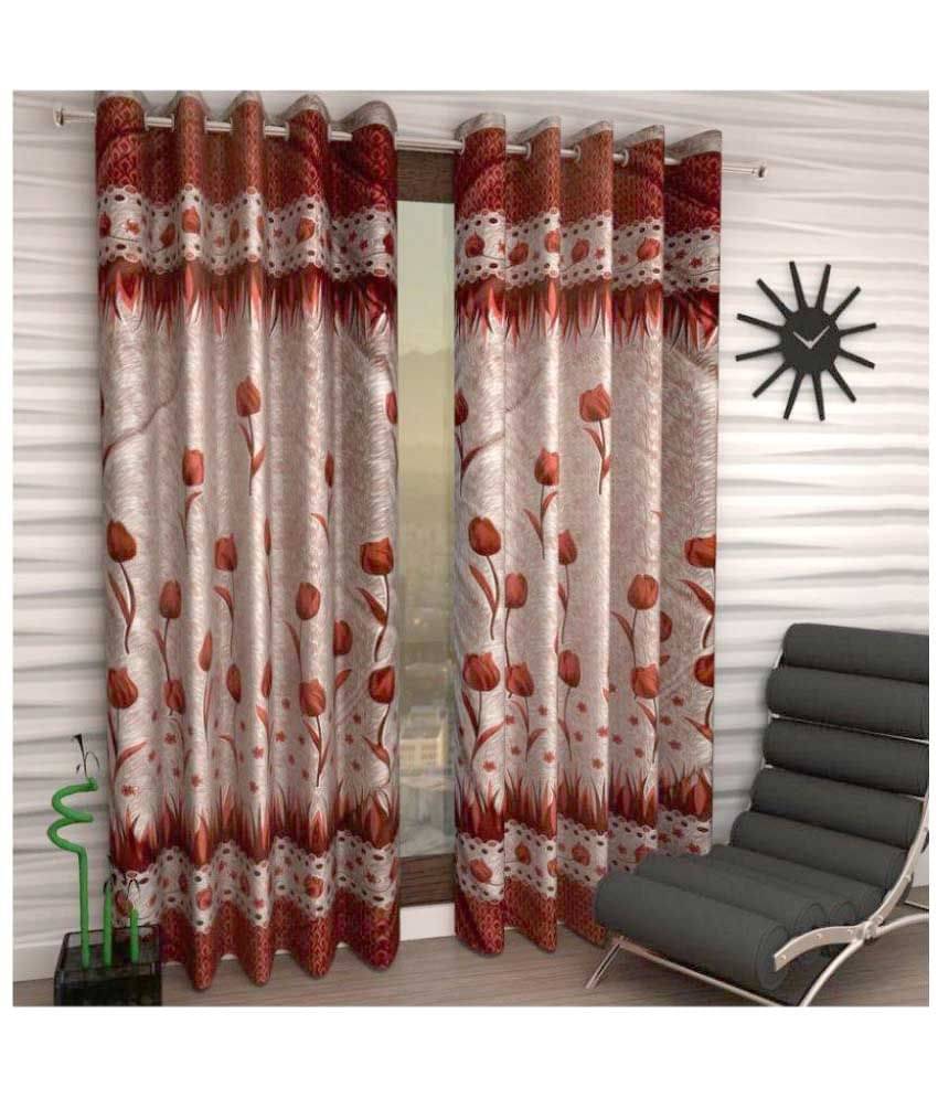 Tanishka Fabs Semi-Transparent Curtain 9 ft ( Pack of 2 ) - Multi Color Tanishka Fabs Semi-Transparent Curtain 9 ft ( Pack of 2 ) - Multi Color