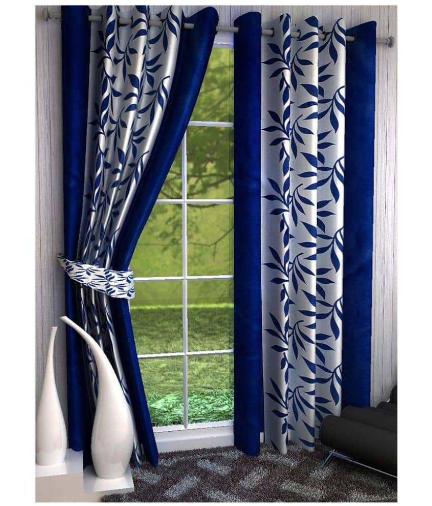 Tanishka Fabs Semi-Transparent Curtain 7 ft ( Pack of 2 ) - Multi Color