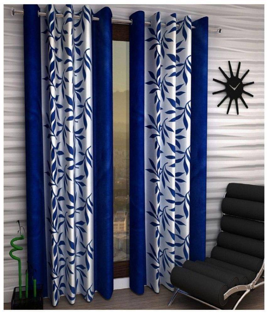     			Tanishka Fabs Semi-Transparent Curtain 5 ft ( Pack of 2 ) - Blue