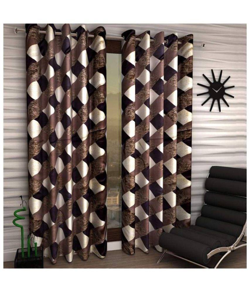 Tanishka Fabs Semi-Transparent Curtain 5 ft ( Pack of 2 ) - Multi Color Tanishka Fabs Semi-Transparent Curtain 5 ft ( Pack of 2 ) - Multi Color