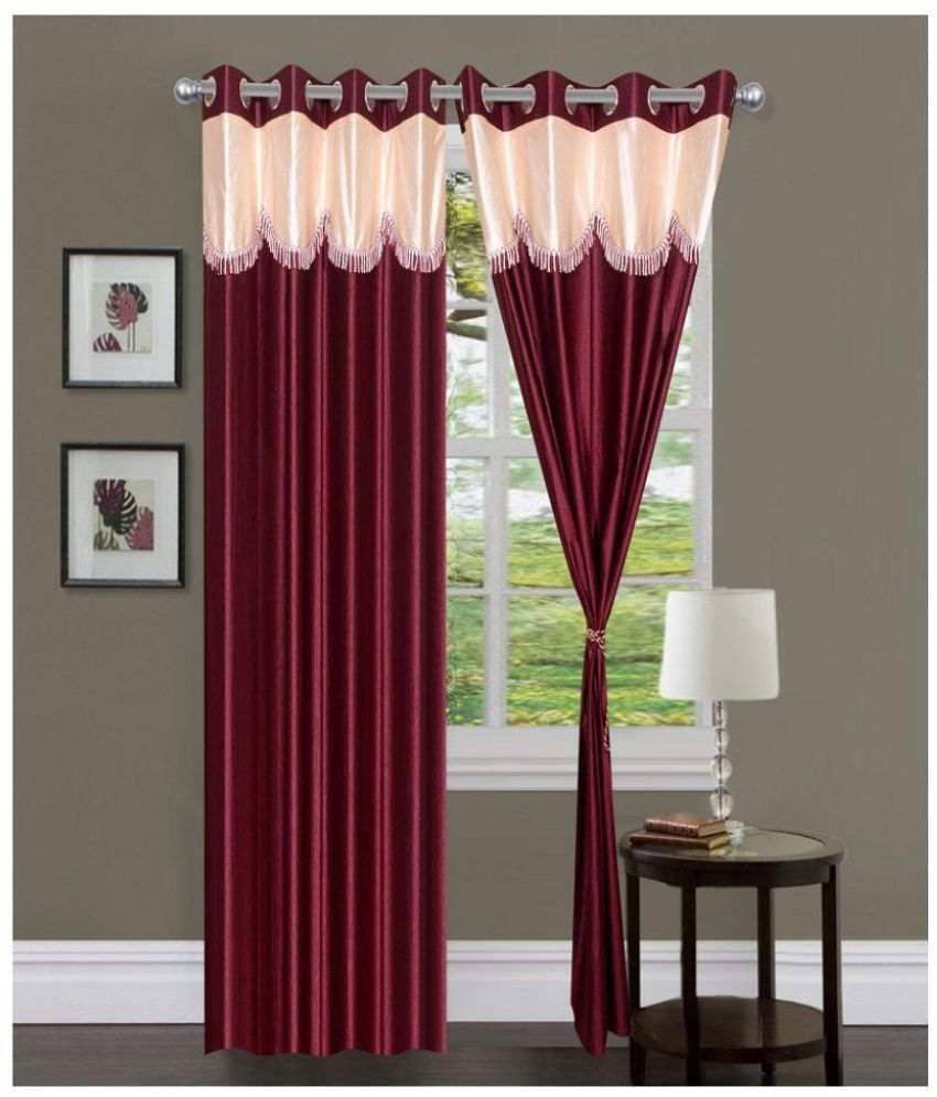 Tanishka Fabs Semi-Transparent Curtain 5 ft ( Pack of 2 ) - Maroon