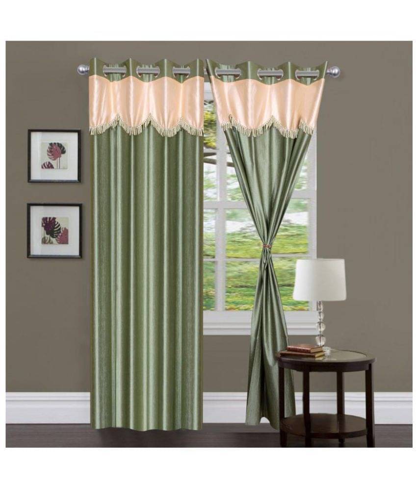     			Tanishka Fabs Semi-Transparent Curtain 5 ft ( Pack of 2 ) - Green