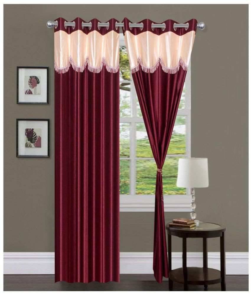 Tanishka Fabs Semi-Transparent Curtain 5 ft ( Pack of 2 ) - Maroon Tanishka Fabs Semi-Transparent Curtain 5 ft ( Pack of 2 ) - Maroon