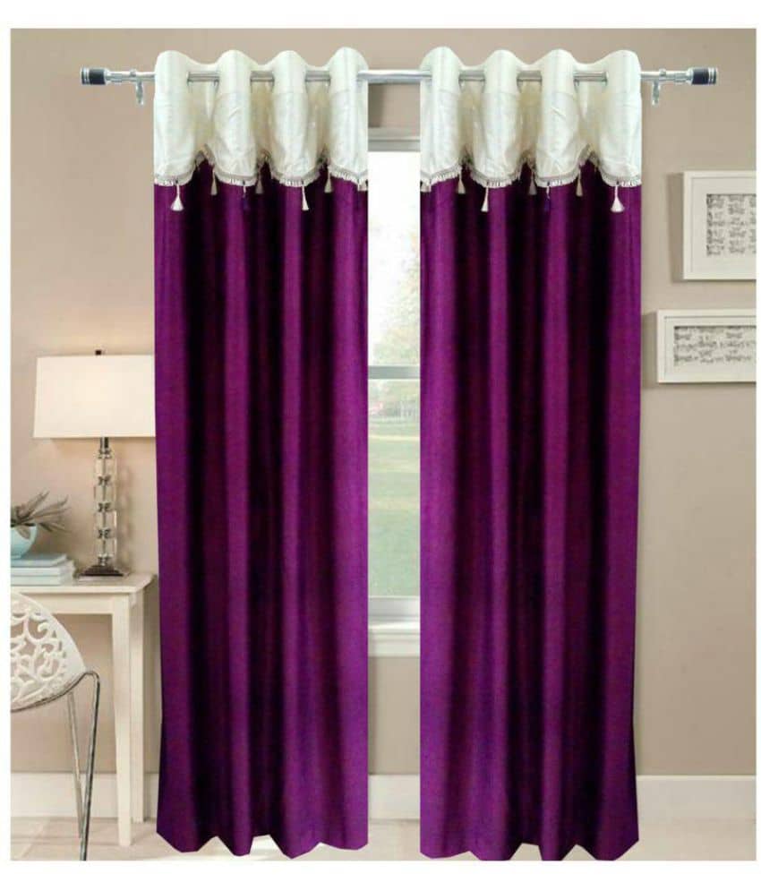 Tanishka Fabs Semi-Transparent Curtain 9 ft ( Pack of 2 ) - Purple