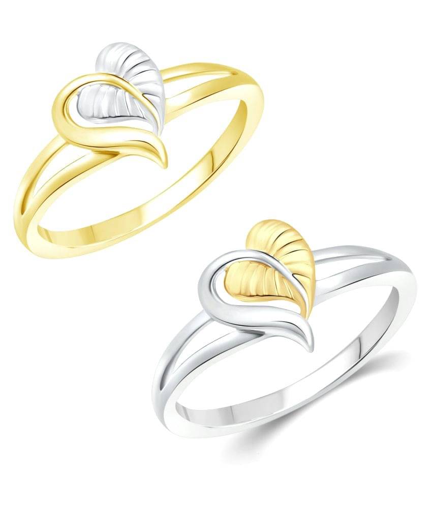 Vighnaharta Multicolour Unique Leaf Gold Rhodium Plated Ring Combo Vighnaharta Multicolour Unique Leaf Gold Rhodium Plated Ring Combo