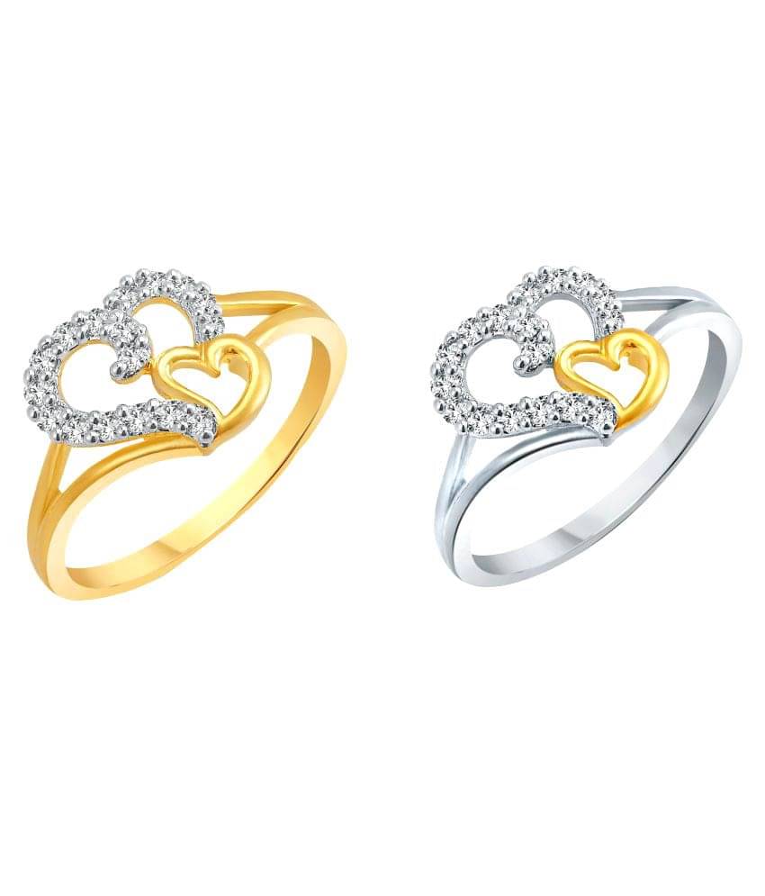 Vighnaharta Multicolour Gold and Rhodium Plated Ring - Pack of 2 Vighnaharta Multicolour Gold and Rhodium Plated Ring - Pack of 2