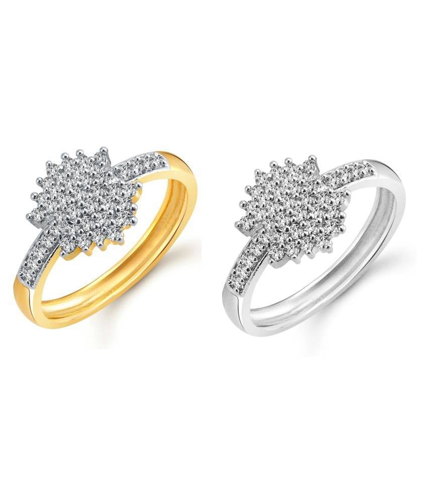 Vighnaharta Florel Selfie Gold and Rhodium Plated Ring Combo Vighnaharta Florel Selfie Gold and Rhodium Plated Ring Combo