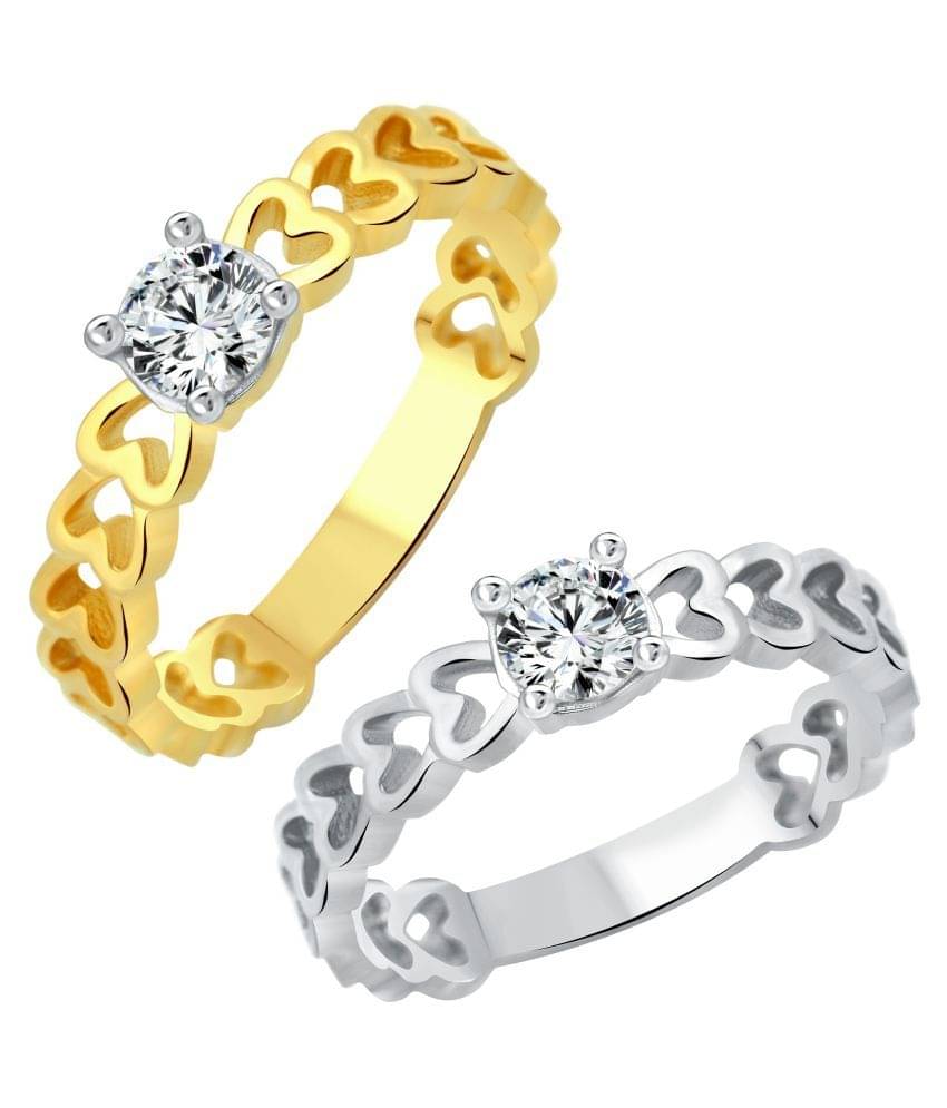 Vighnaharta Multicolour Cubiz Zirconia Studded Ring Combo Vighnaharta Multicolour Cubiz Zirconia Studded Ring Combo