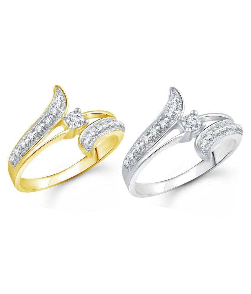     			Vighnaharta Multicolour Alloy Shiny Glow Selfie Gold and Rhodium Plated  Ring - 1104FRSLF [VFJ1104FRSLF10]