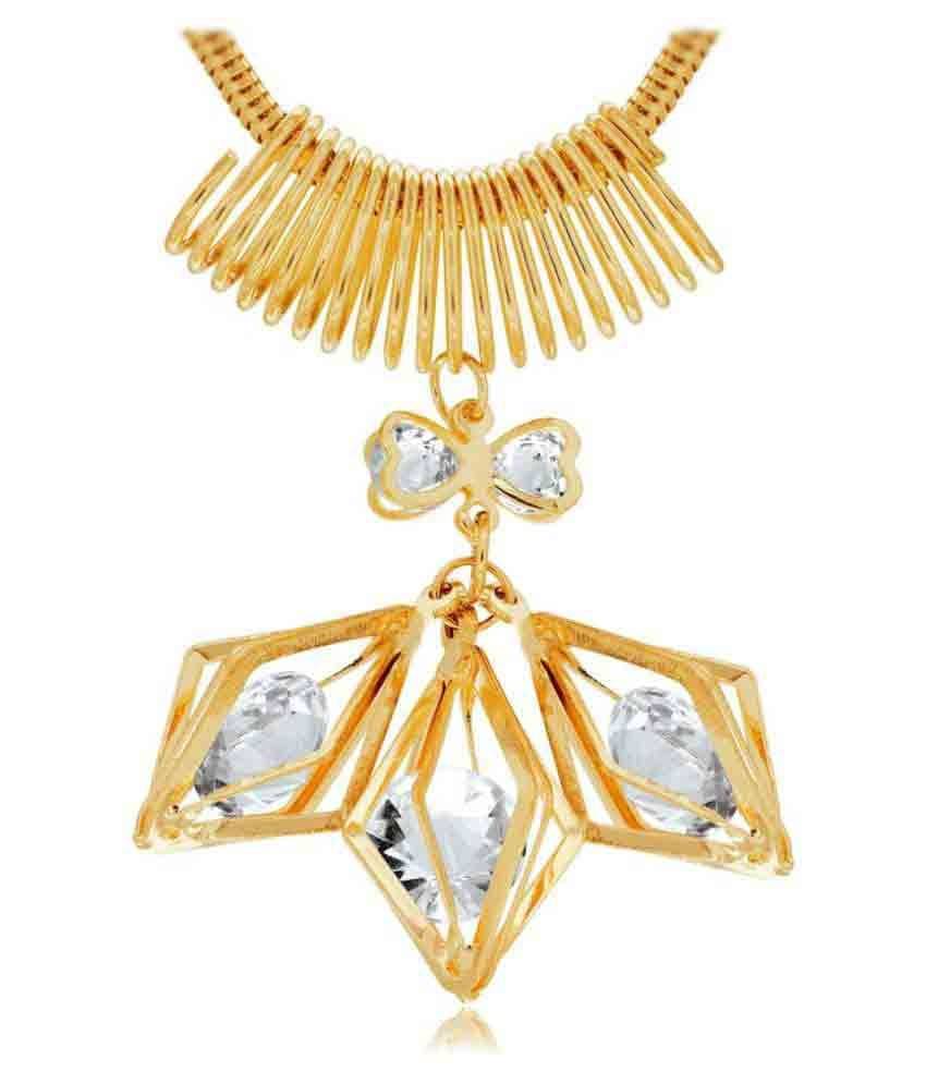     			Spargz Alloy Golden American Diamond Pendant For Women