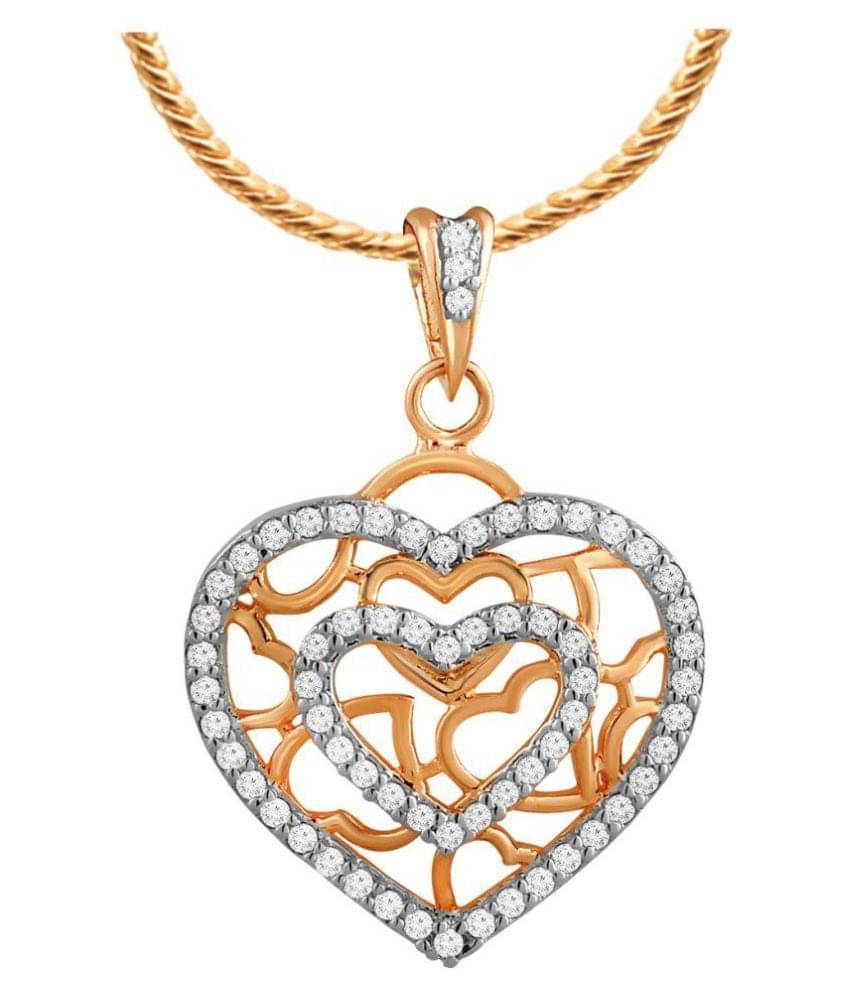     			Spargz Rose Gold Plated Lovely CZ Diamond Heart Pendant For Women