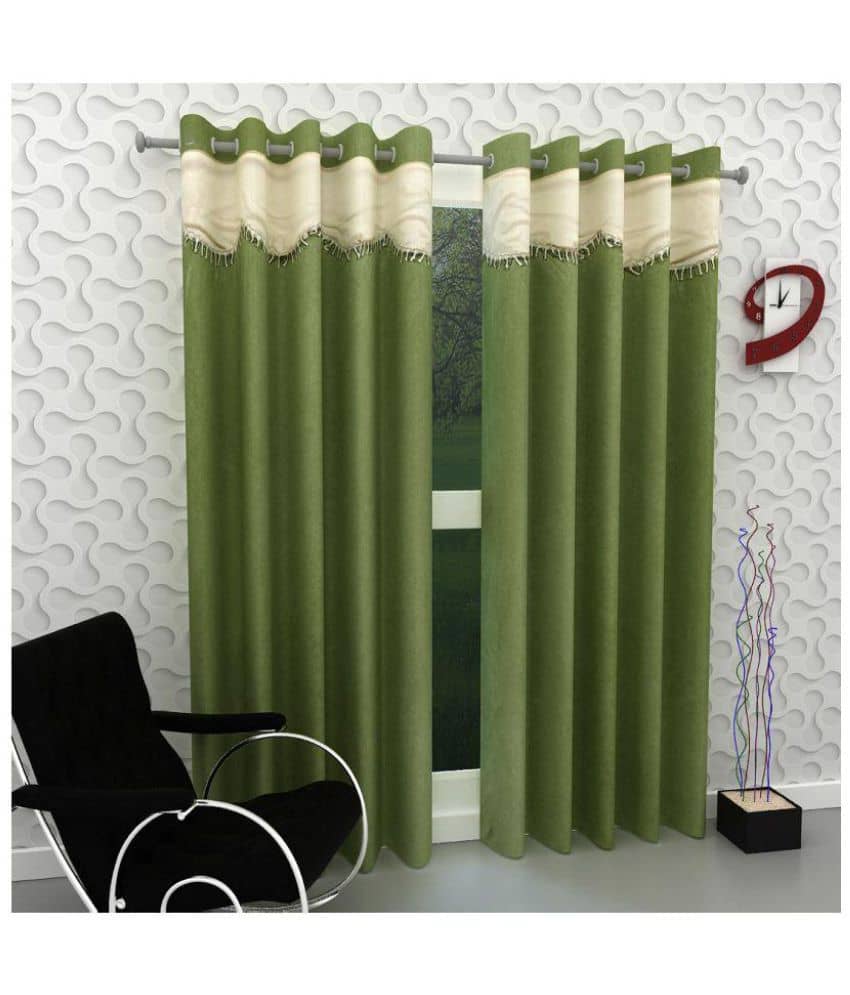 Tanishka Fabs Semi-Transparent Curtain 7 ft ( Pack of 2 ) - Green
