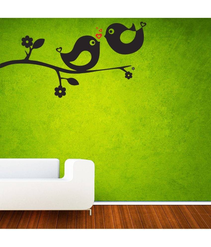     			Decor Villa Love Bird On Tree Vinyl Black Wall Stickers