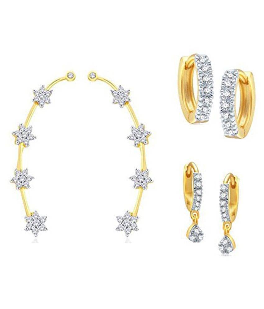     			Zeneme Golden Alloy Earrings Combo - Pair Of 3