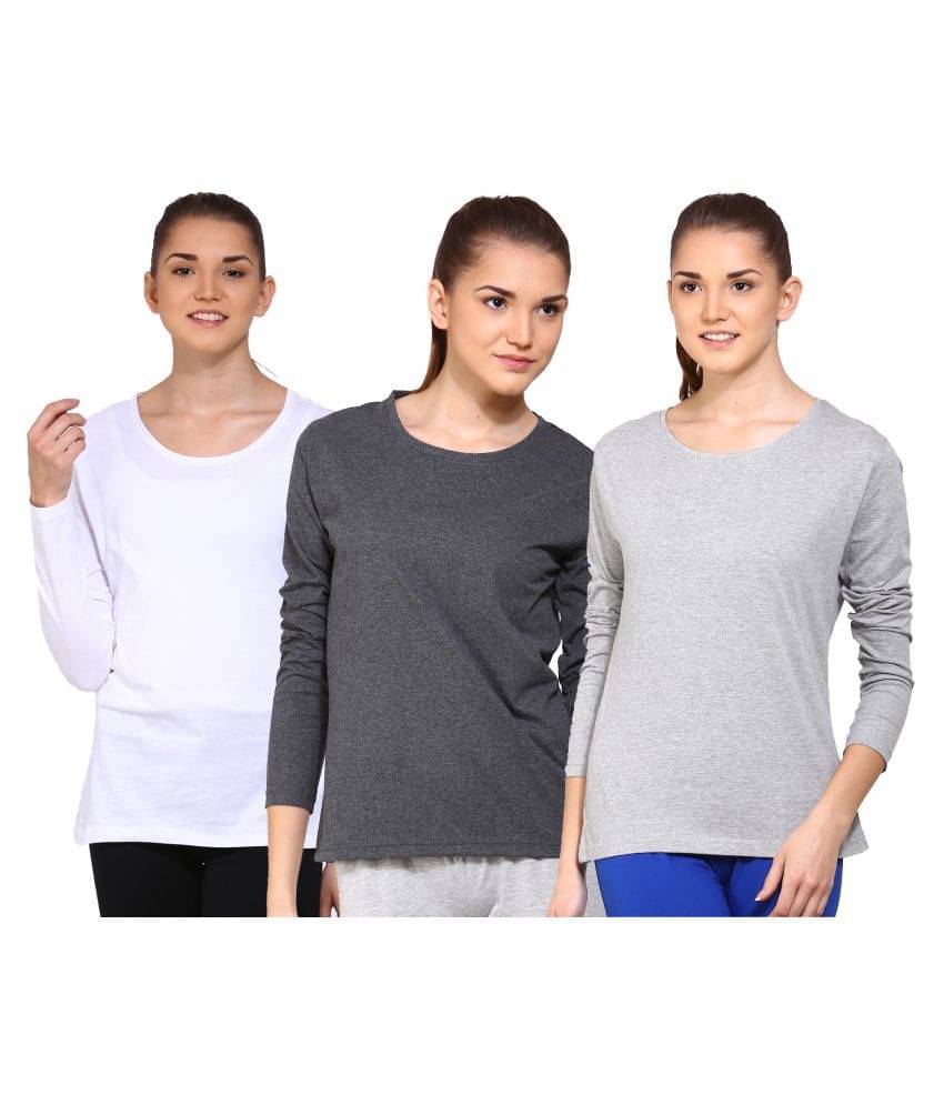     			Ap'pulse Women Cotton Solid Regular Fit Round Neck T-Shirt ( Multi Color )