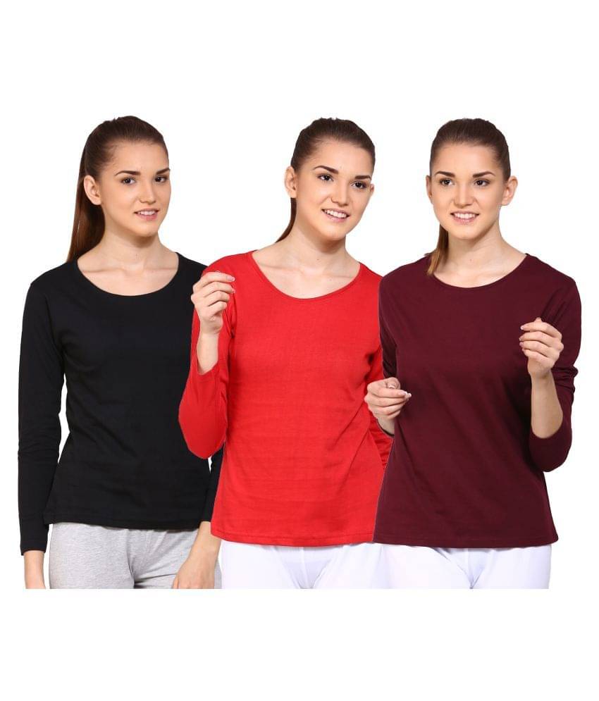 Ap'pulse Women Cotton Solid Regular Fit Round Neck T-Shirt ( Multi Color ) Ap'pulse Women Cotton Solid Regular Fit Round Neck T-Shirt ( Multi Color )