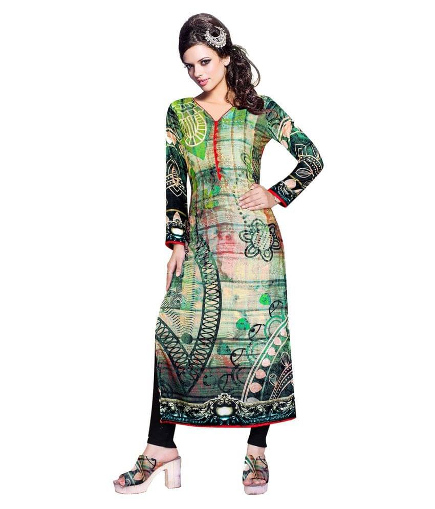 Jevi Prints Multicoloured Crepe Printed Unstitched Kurti Jevi Prints Multicoloured Crepe Printed Unstitched Kurti
