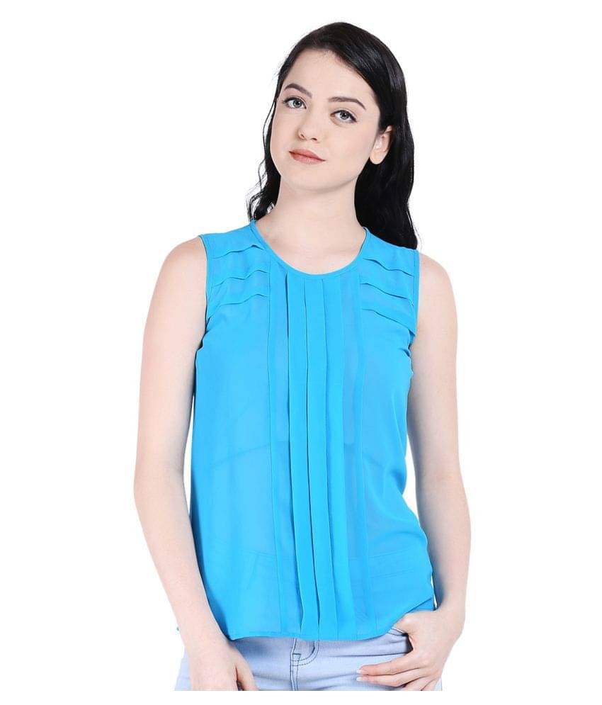 Style Quotient by NOI Women's Georgette Regular Top ( Blue ) Style Quotient by NOI Women's Georgette Regular Top ( Blue )