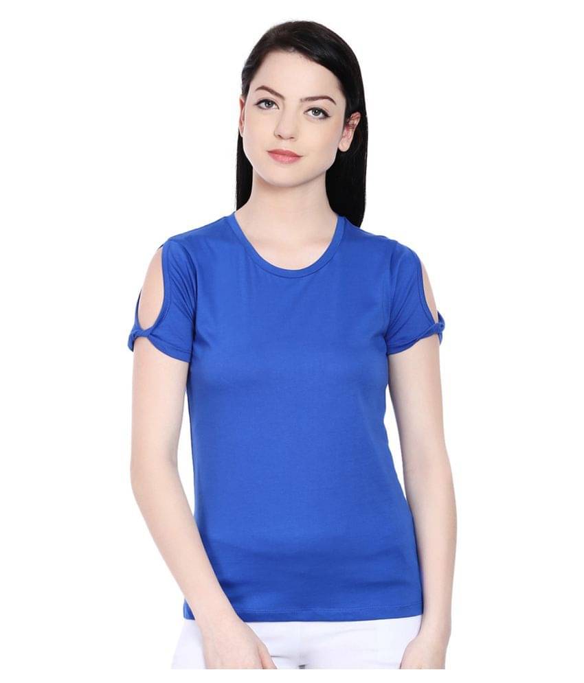 Style Quotient by NOI Women Cotton Regular Fit Round Neck T-Shirt ( Blue ) Style Quotient by NOI Women Cotton Regular Fit Round Neck T-Shirt ( Blue )