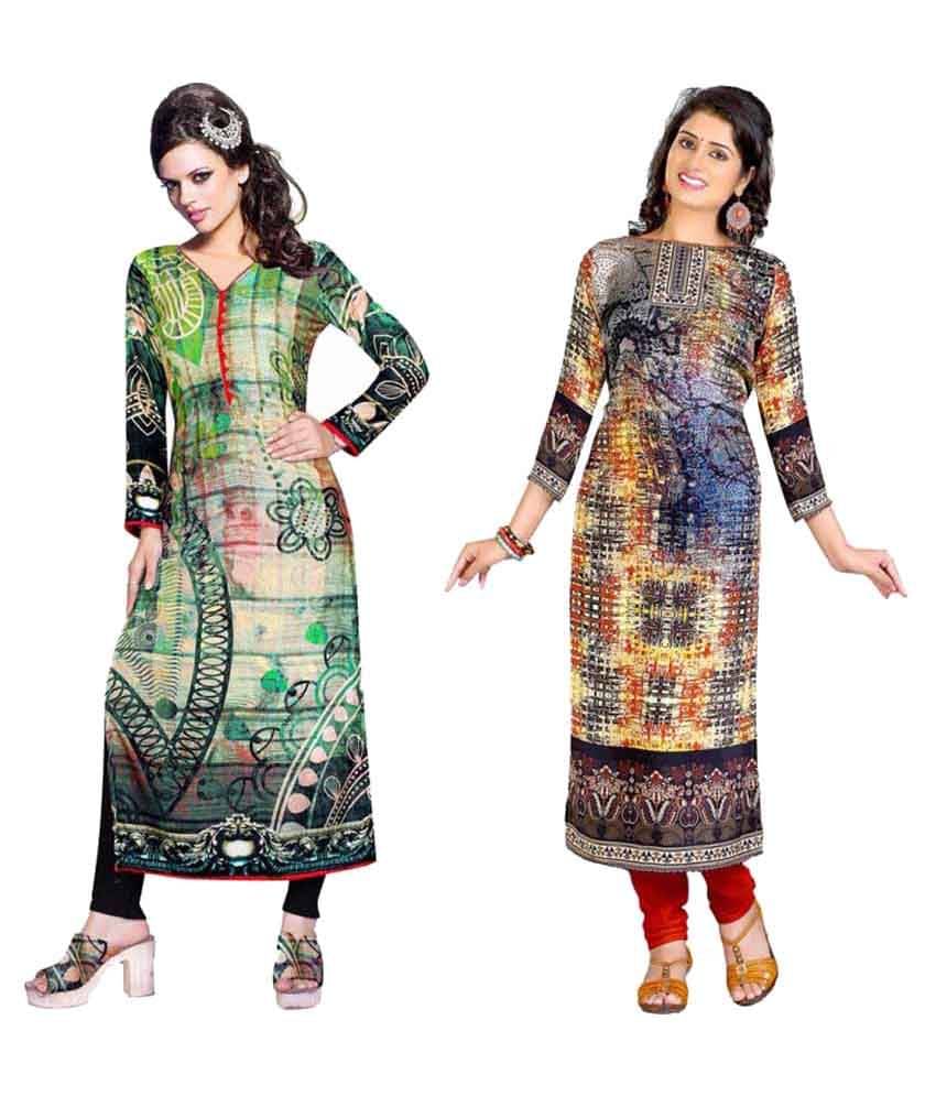 Jevi Prints Multicoloured Crepe Printed Unstitched Kurti Jevi Prints Multicoloured Crepe Printed Unstitched Kurti