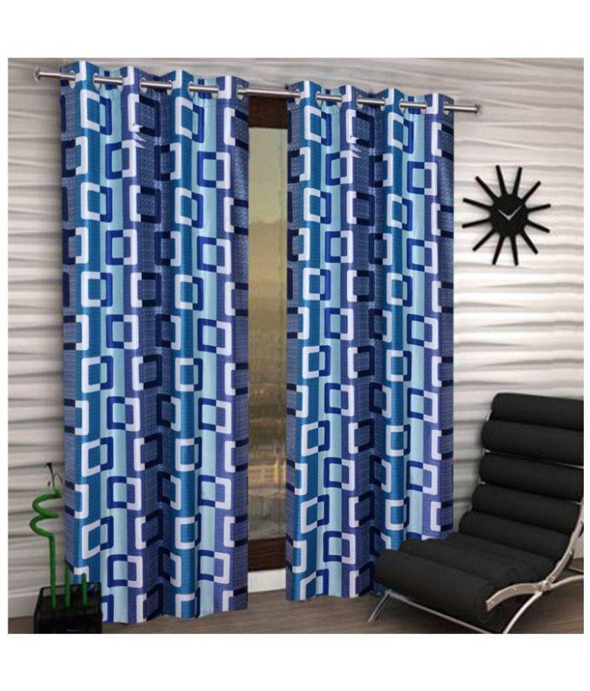     			Tanishka Fabs Semi-Transparent Curtain 7 ft ( Pack of 2 ) - Blue