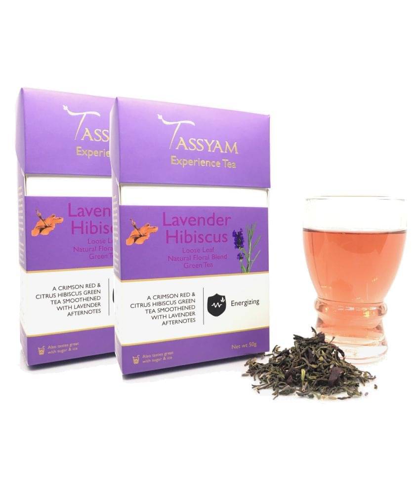 Tassyam Lavender Hibiscus Green Tea Loose Leaf 100 gm Pack of 2 Tassyam Lavender Hibiscus Green Tea Loose Leaf 100 gm Pack of 2