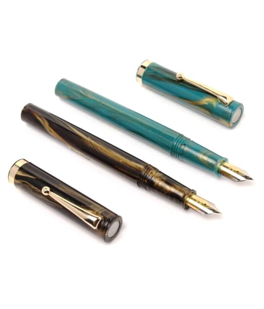     			Srpc Click Bamboo Marbled Design Fountain Pen  (Pack Of 2, Eyedropper System)