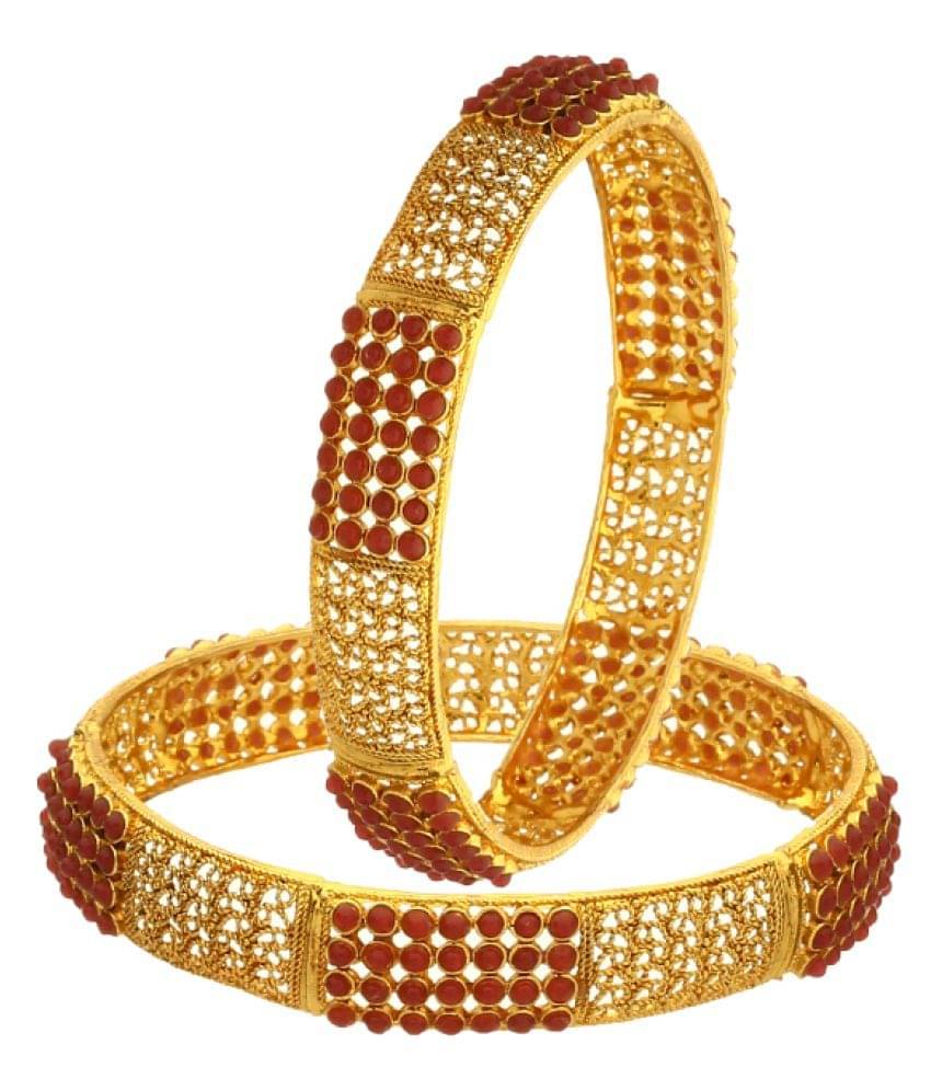     			Zeneme Golden Set of 2 Bangle Set