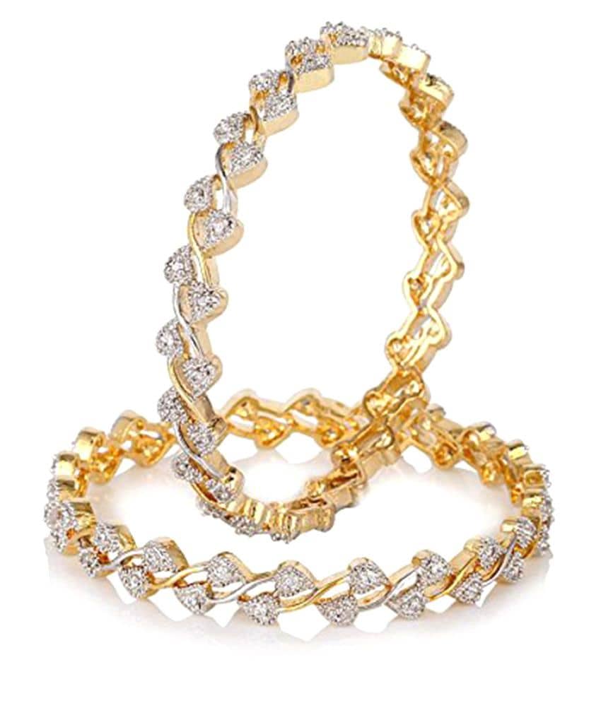 Zeneme Leaf Shaped Golden Bangles for Women