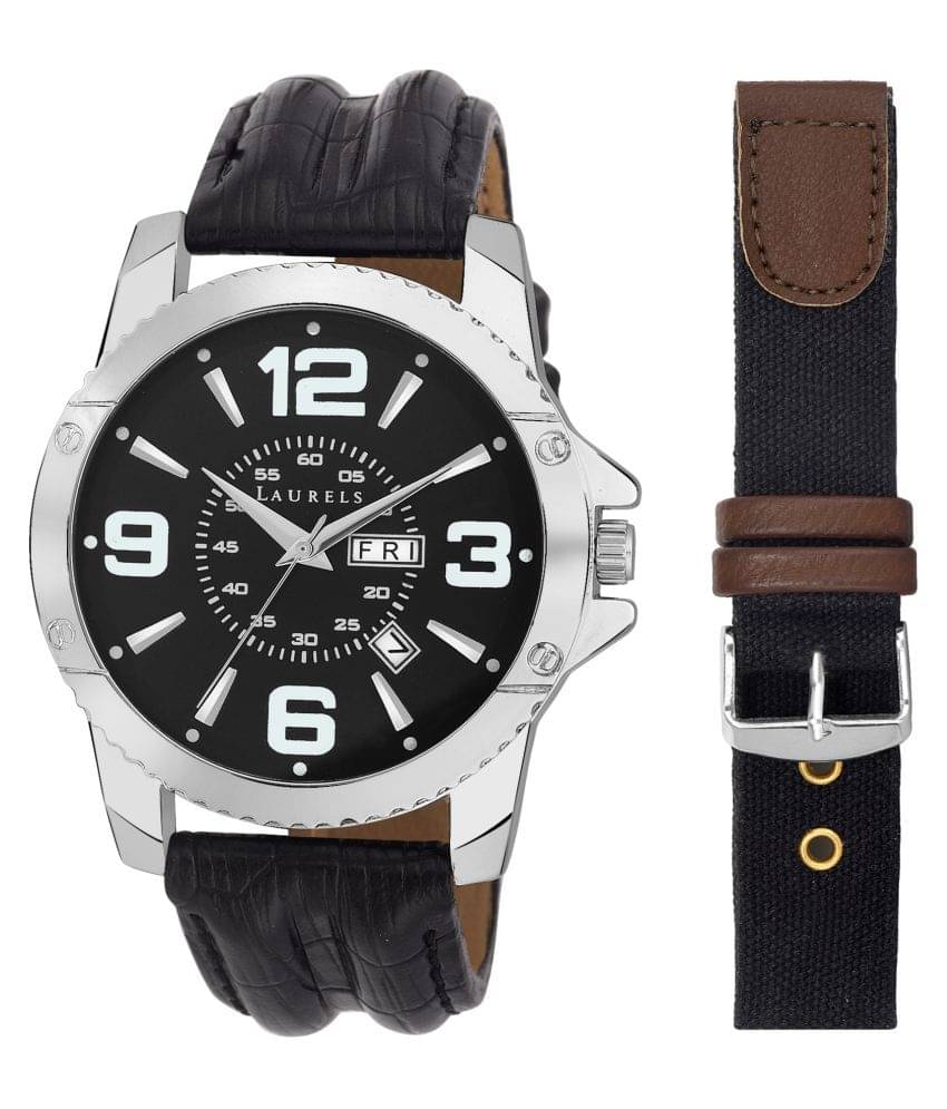     			Laurels BlackAnalog Watch- Lo-Zd-020207s