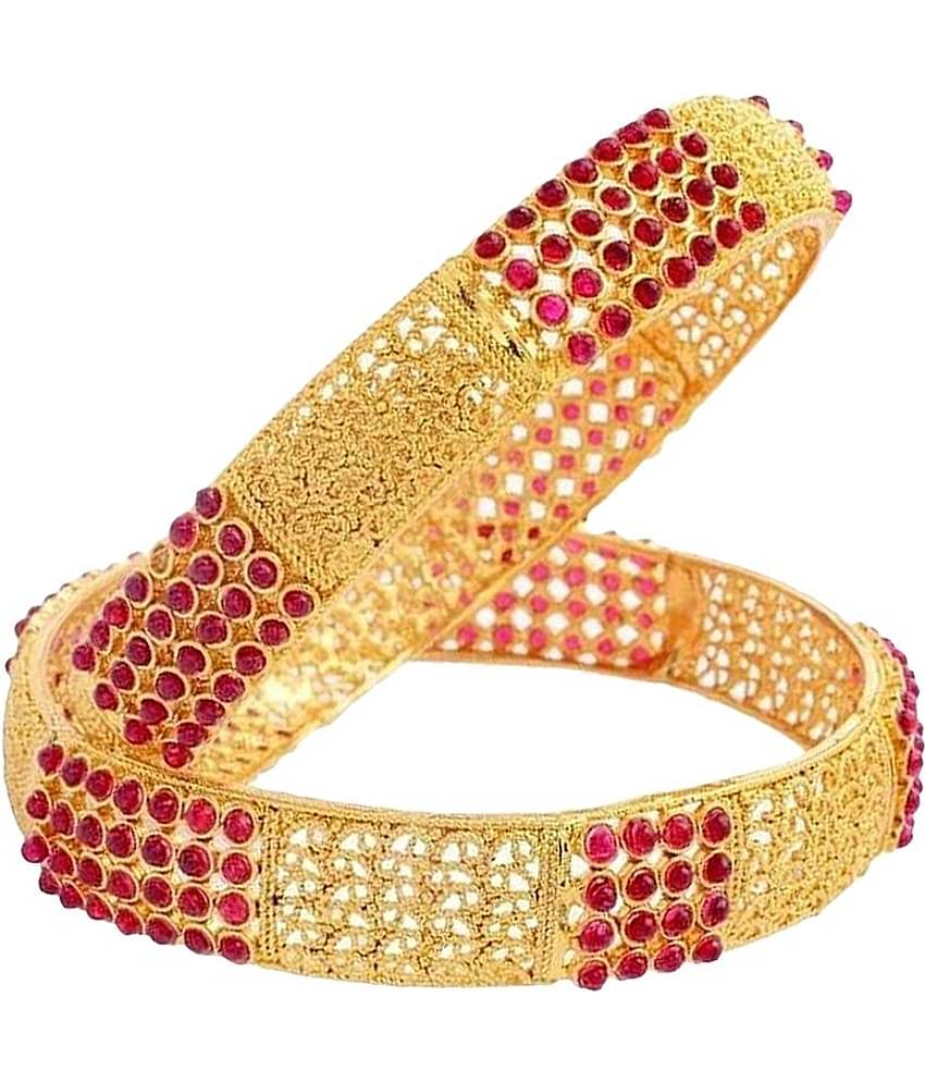 YOUBELLA Red Bangle Set ( Pack of 1 )