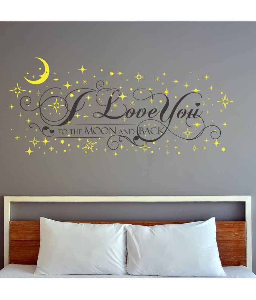 Decor Villa The Moon and Black Vinyl Multicolour Wall Stickers