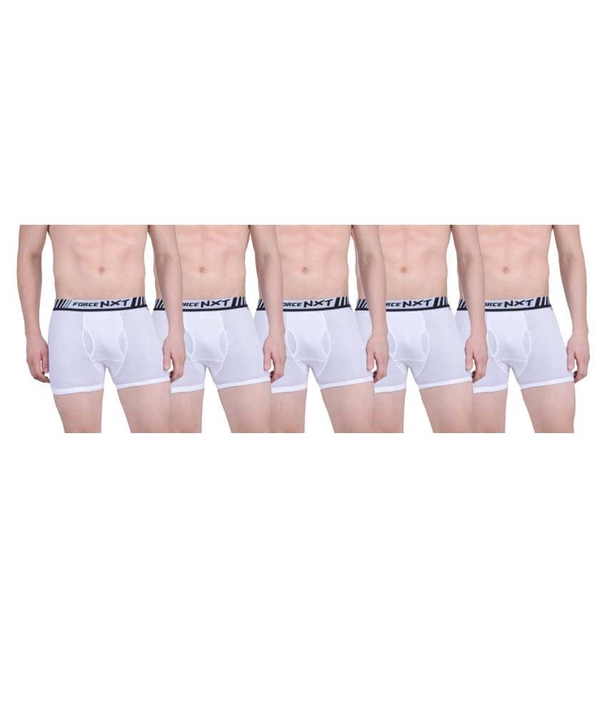 Force NXT Pack of 5 Cotton Trunks For Men's ( White )