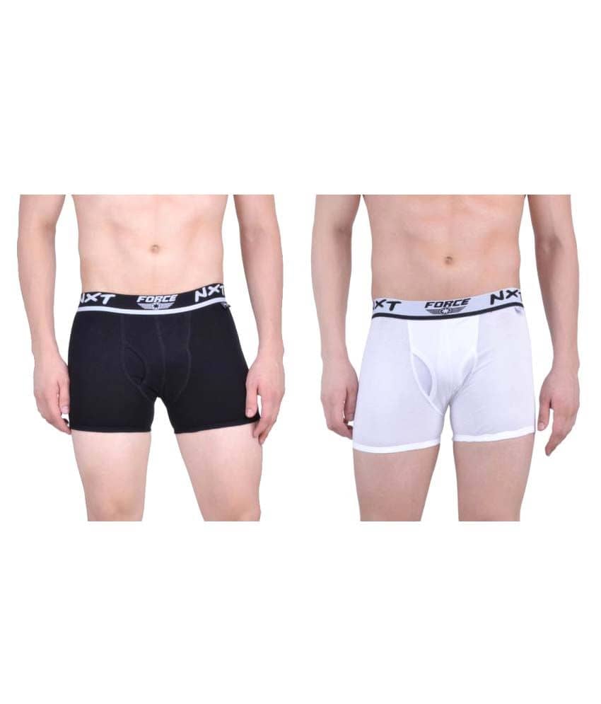 Force NXT - White 100% Cotton Men's Trunks ( Pack of 2 )