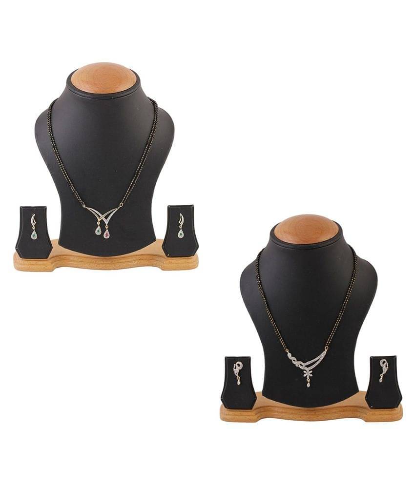 YouBella Combo of 2 Gold Plated American Diamond Mangalsutra YouBella Combo of 2 Gold Plated American Diamond Mangalsutra
