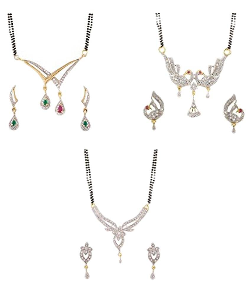 YouBella Combo of 2 Gold Plated American Diamond Mangalsutra YouBella Combo of 2 Gold Plated American Diamond Mangalsutra