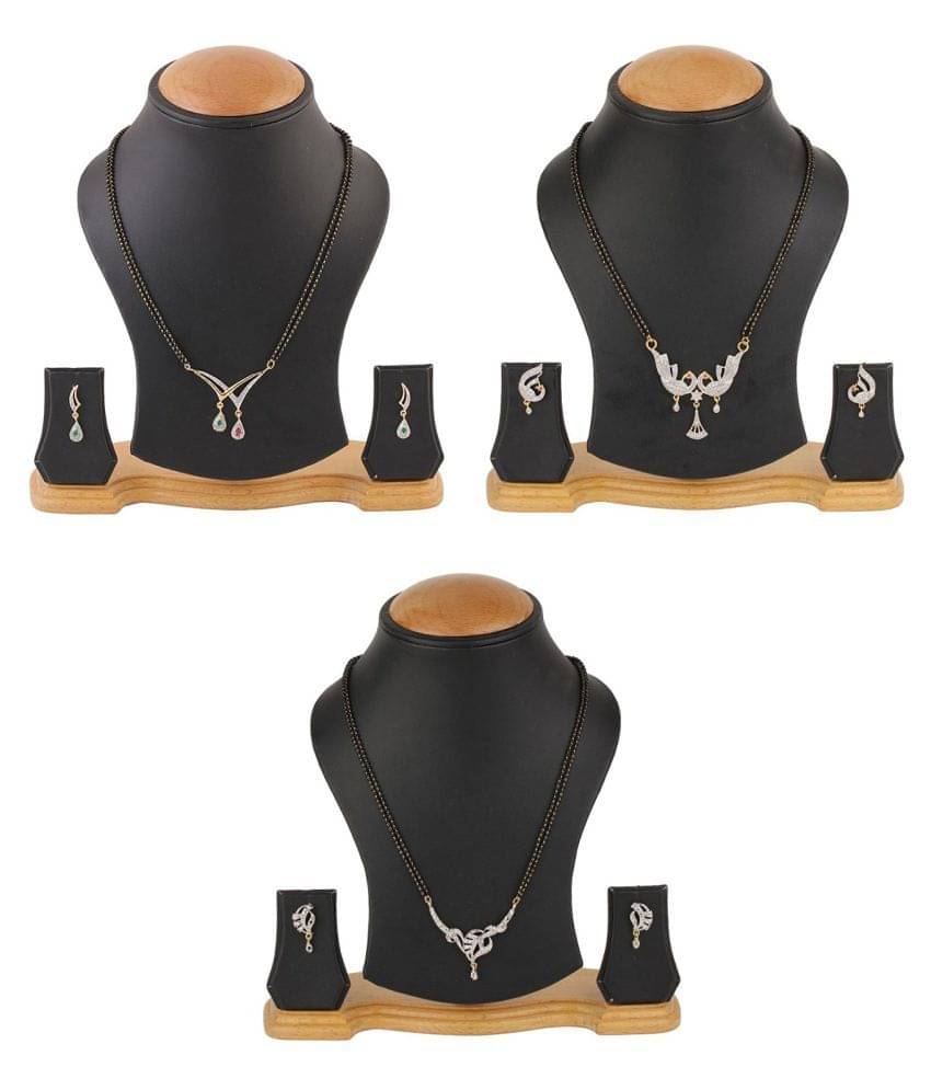 YouBella Combo of 3 Gold Plated American Diamond Mangalsutra YouBella Combo of 3 Gold Plated American Diamond Mangalsutra