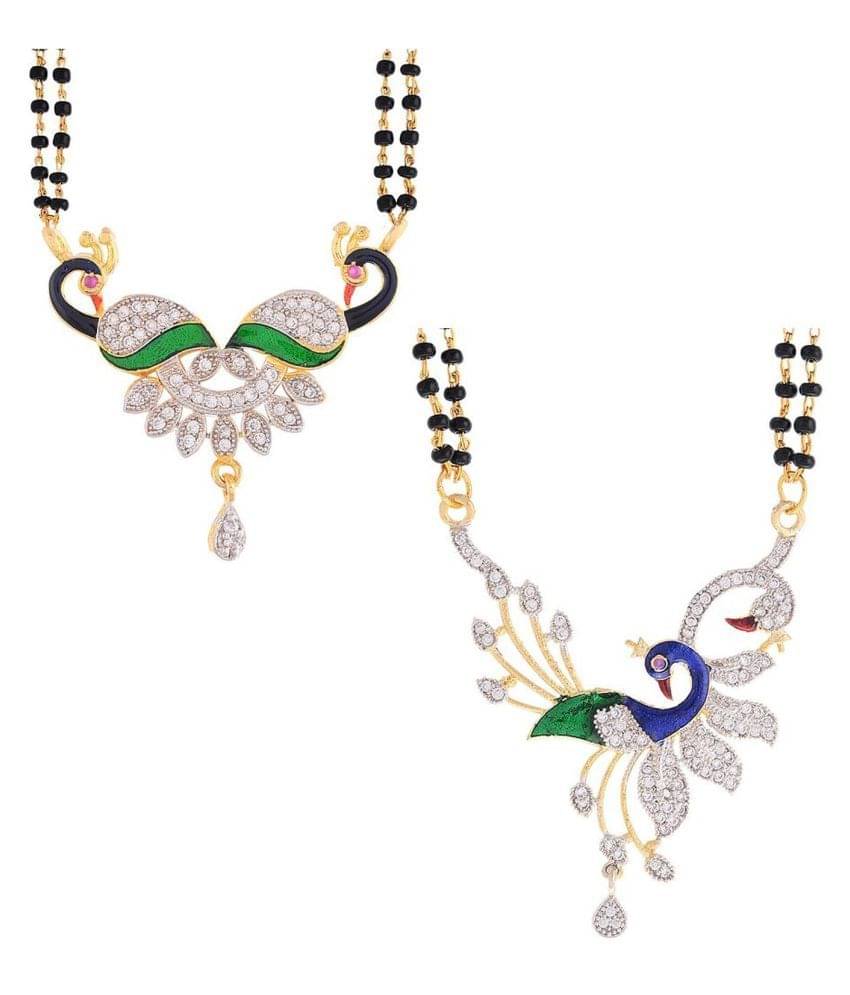 YouBella Combo of Gold Plated American Diamond Mangalsutra YouBella Combo of Gold Plated American Diamond Mangalsutra