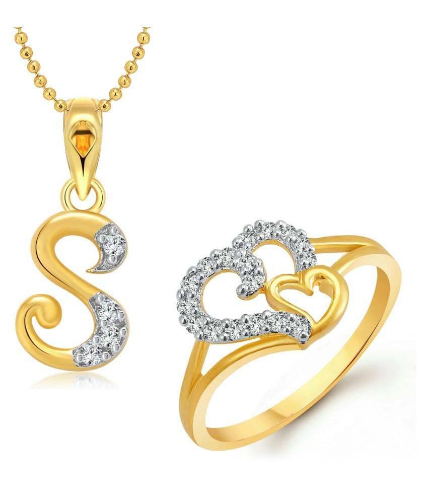     			Vighnaharta Golden Alloy Combo of Ring With Pendant