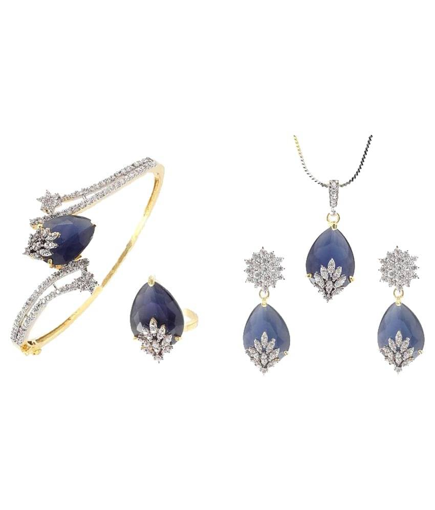     			YouBella Signature Collection American Diamond Pendant with Earrings