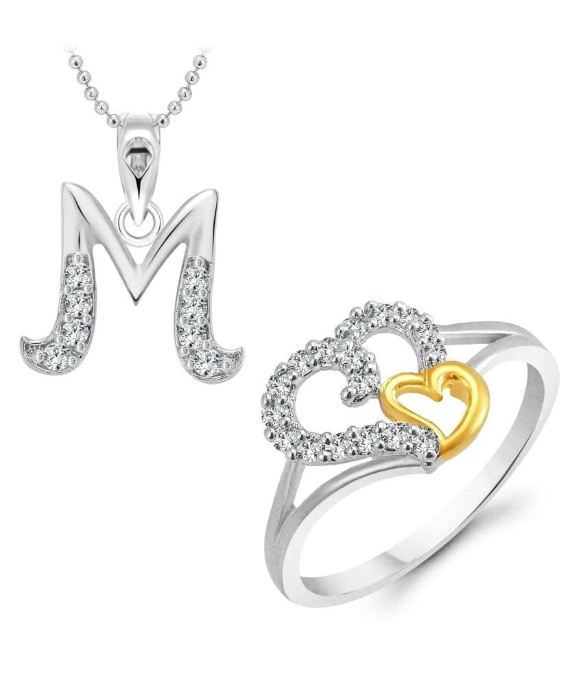     			Vighnaharta Silver Alloy Combo of Ring With Pendant