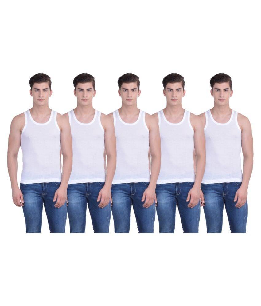 Force NXT Pack of 5 Cotton Sleeveless vest For Men ( White ) Force NXT Pack of 5 Cotton Sleeveless vest For Men ( White )